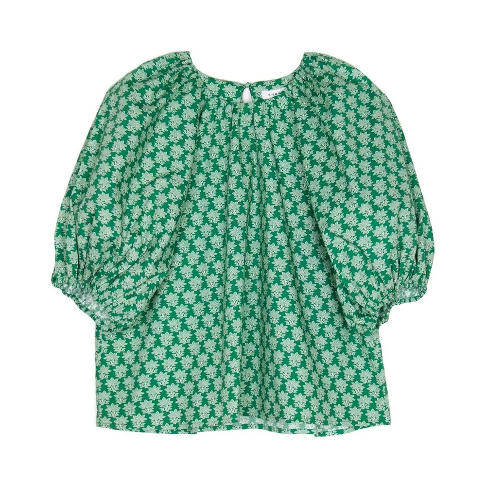 Rhode Emerald Floral Stamp Rowan Blouse NWT